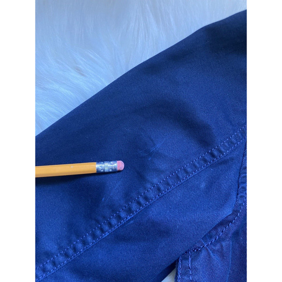 J. Crew Resin-Coated Twill Field Jacket with Hood XS Navy Blue Pockets Full Zip - Picture 12 of 12